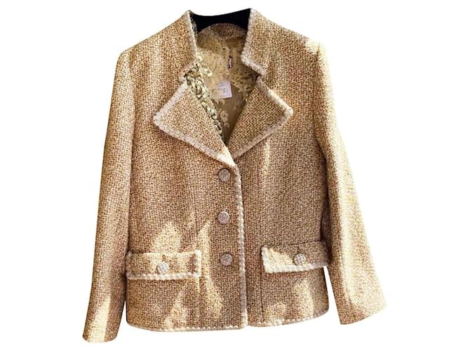 Chanel 6,4K$ Paris/Versailles Jacket Beige Tweed  ref.417344