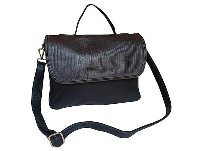 Lanvin satchel shoulder bag Brown Black Leather  ref.417375