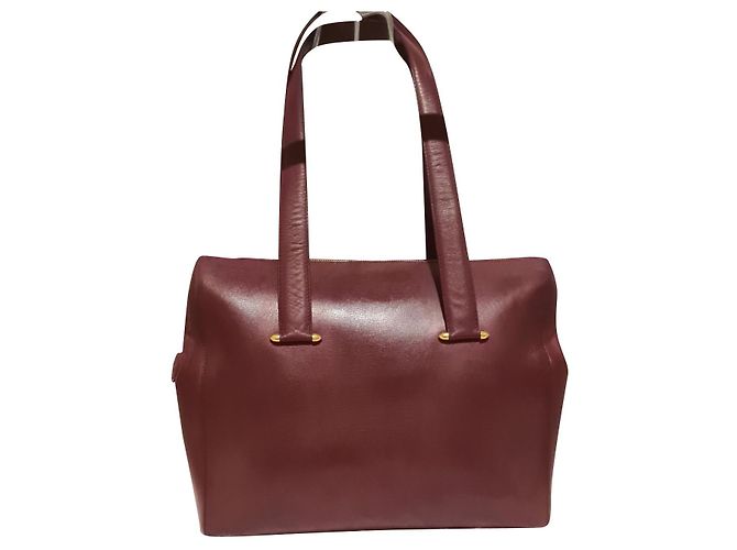 Cartier Cabas Tasche aus burgunderrotem Leder Bordeaux