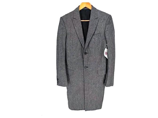[Used]Alexander McQueen Alexander McQueen Chester Coat Men's- Gray JPN: 44 Japan Size: SM Equivalent Peak Trapel Herringbone Chester Coat Grey Wool  ref.417480