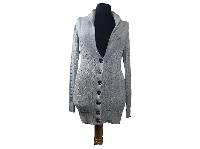 Cardigã cinza Uterque em mistura de cashmere e seda