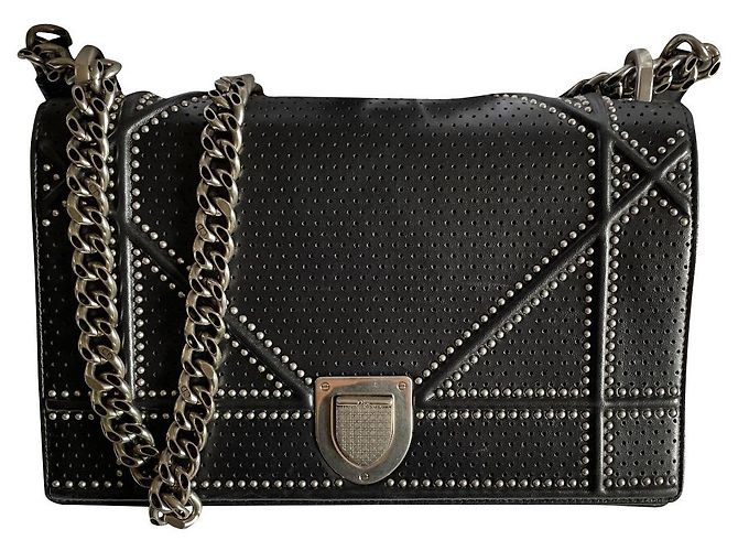 Dior Diorama M Lammleder Handtasche Schwarz