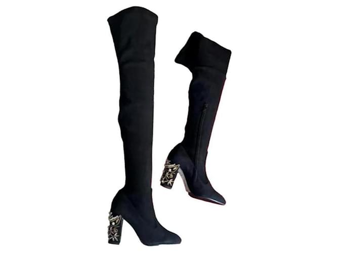 Rene Caovilla knee-high boots in new suede by RENE 'CAOVILLA Black  ref.417543