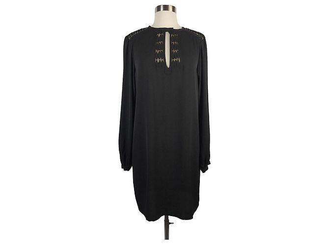 Diane Von Furstenberg Abito Florina in seta con hardware argento Nero