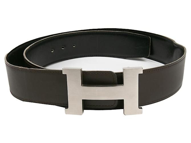 Hermès Cinturón de cuero genuino Hermes Negro  ref.418134