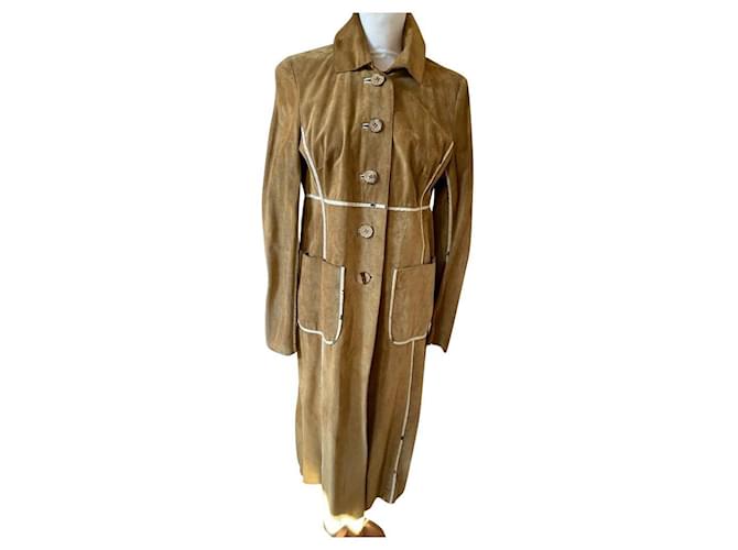 Karen Millen leather (Suede) Coat Brown Caramel  ref.418381