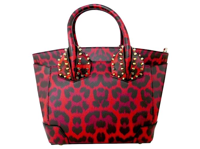 Christian Louboutin Eloise Small Calf Empire Leopard Print Bag Red Leather  ref.418569