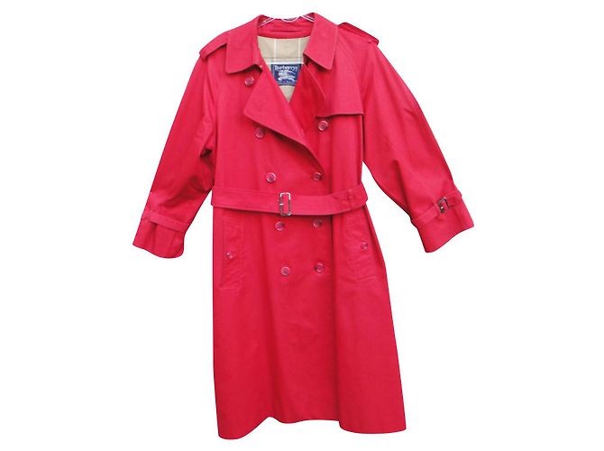 Gabardina Burberry Roja de Algodón