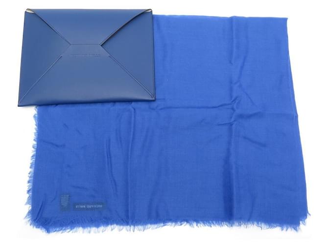 Autre Marque NEW RICHARD MILLE BLUE CASHMERE SCARF AND ITS SCARF BOX LEATHER POUCH  ref.418651