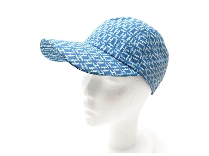 Hermès NEW HERMES CAP MONOGRAM H SIZE 58 BLUE BLUE CAP POLYESTER  ref.418802