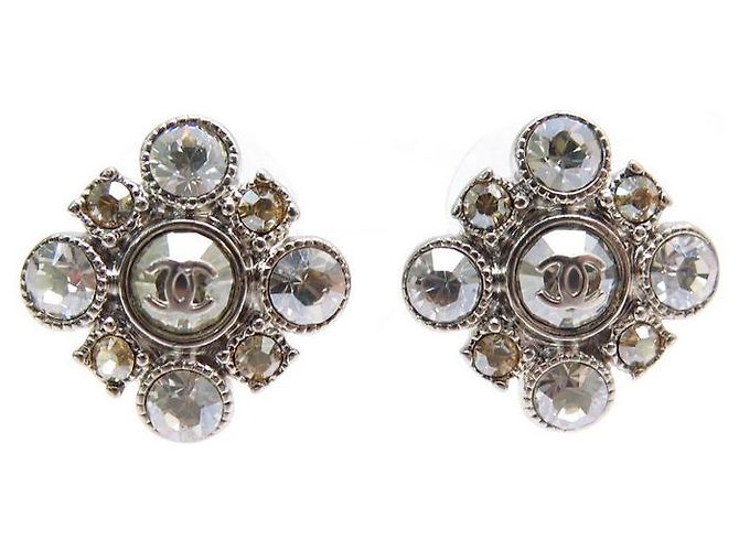 ORECCHINI CHANEL LOSANGE ORECCHINI LOGO CC E STRASS D'ARGENTO