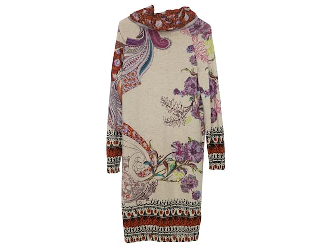 Etro Printed Sweater Dress in Multicolor Wool Cashmere  ref.418904