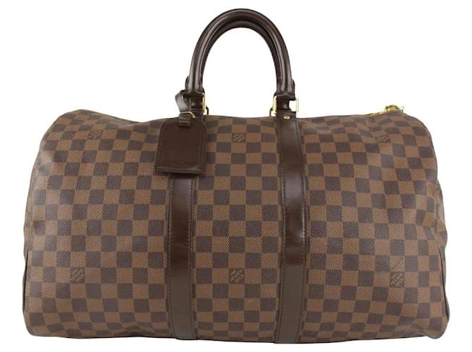 Louis Vuitton Damier Ebene Keepall 45 Boston Duffle Bag Leather  ref.418929