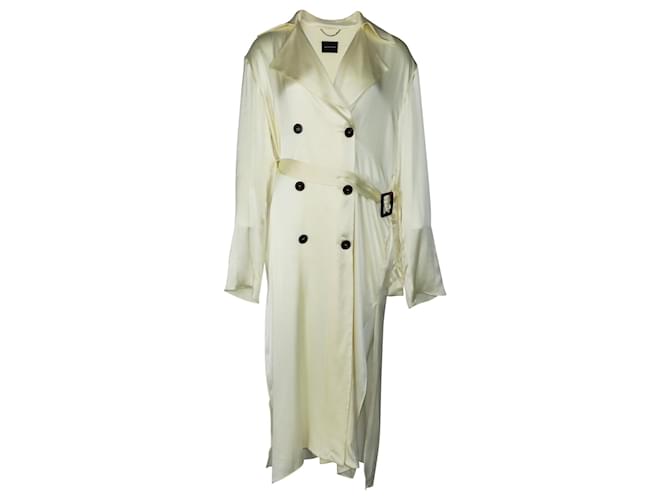 Trench-coat croisé Magda Butrym Punta Cana en soie crème Blanc Écru  ref.419373