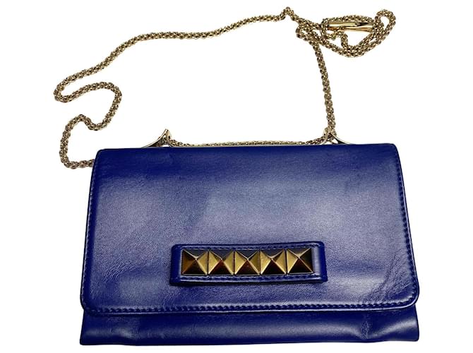 indlogering killing Standard Valentino Garavani Vavavoom Clutch Bag in Blue Lambskin Leather ref.419377  - Joli Closet