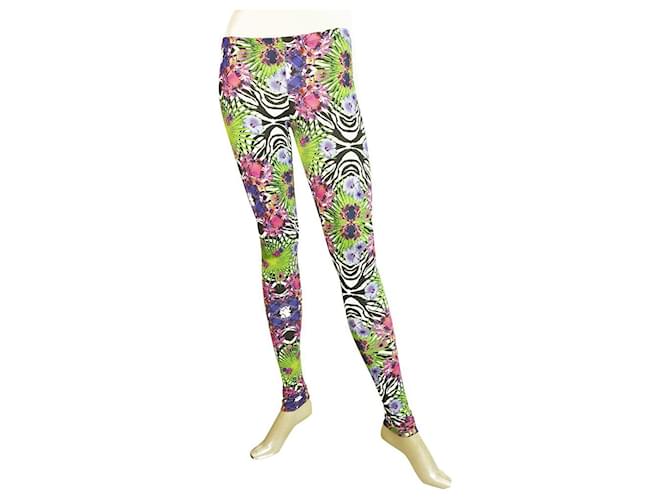 Philipp Plein Leggings florales multicolores Pantalones de viscosa elástica pantalones XS  ref.419576