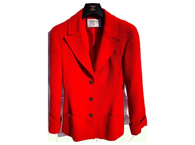 Chanel Blazer Tweed Rouge  ref.419769