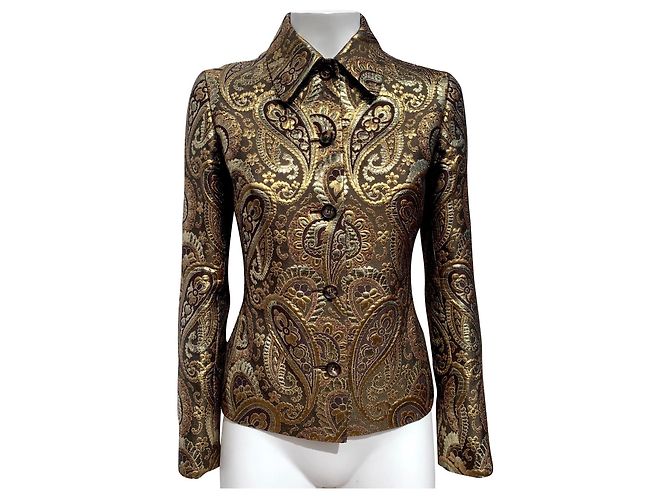 Céline Brocade Wool Jacket Brown