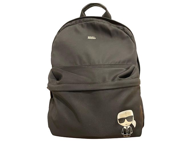 Karl Lagerfeld Backpack Black Leather and Nylon
