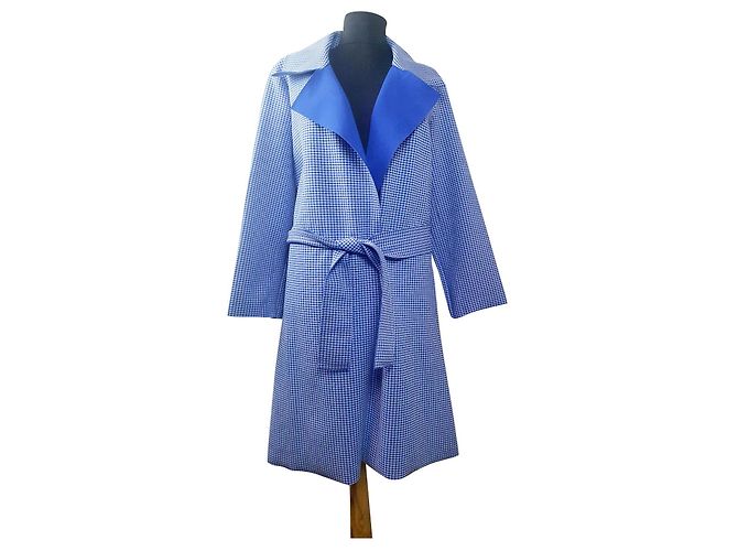 Autre Marque Trench Rich & Royal Quadretti Blu Royal Bianco