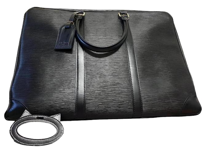 Louis Vuitton Porte document brief case Black Leather  ref.419901