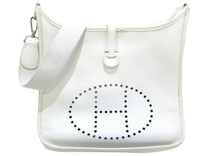 Hermès Hermes White Evelyne PM Leather Pony-style calfskin  ref.420044