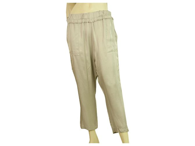 Autre Marque Milla Glänzende Beige Elastische Taille Kurze Viskose Hose Hose Gr. S