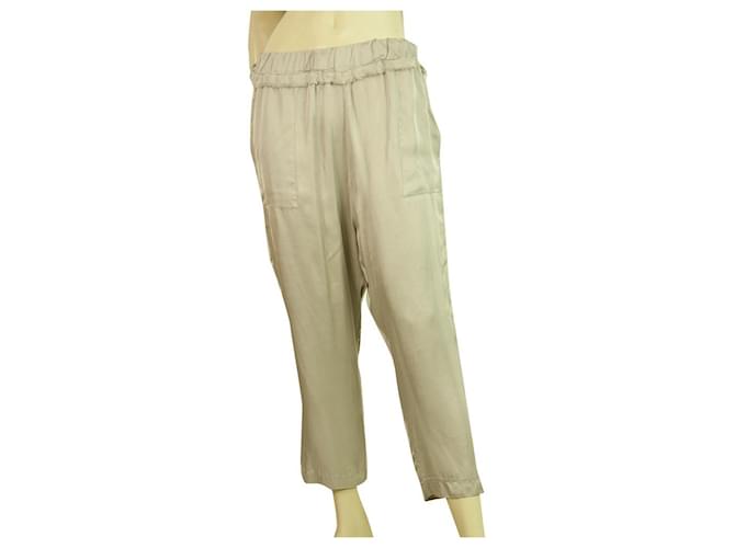 Autre Marque Milla Shiny Beige Elasticated Waist Cropped Viscose Trousers Pants size S Rayon  ref.420115