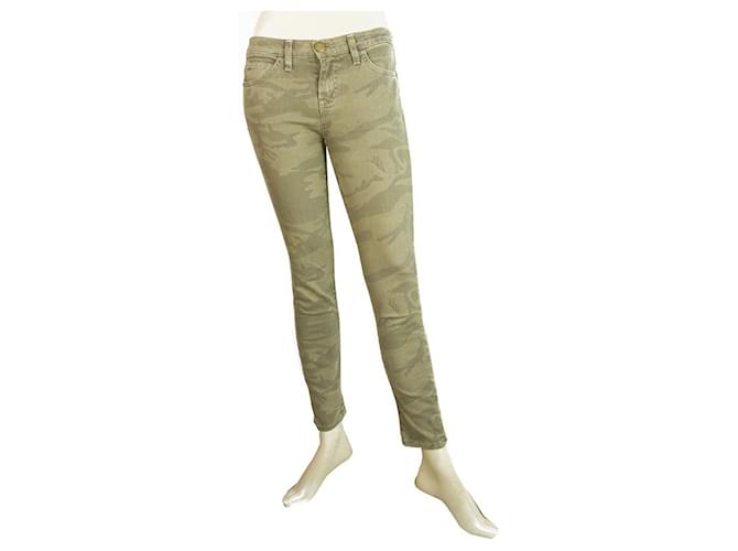 Current Elliott Khaki Camo Army print 1280 “The Stiletto” Trousers Pants 25 Green Cotton Elastane  ref.420553