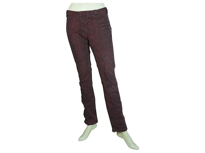 Pantalones con puños con cremallera y estampado animal en rojo burdeos de Maison Scotch 29 Algodón Elastano  ref.420571