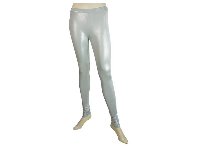 Autre Marque Delphine Murat Pantalone Leggings Glitterato Celeste Celeste Blu chiaro
