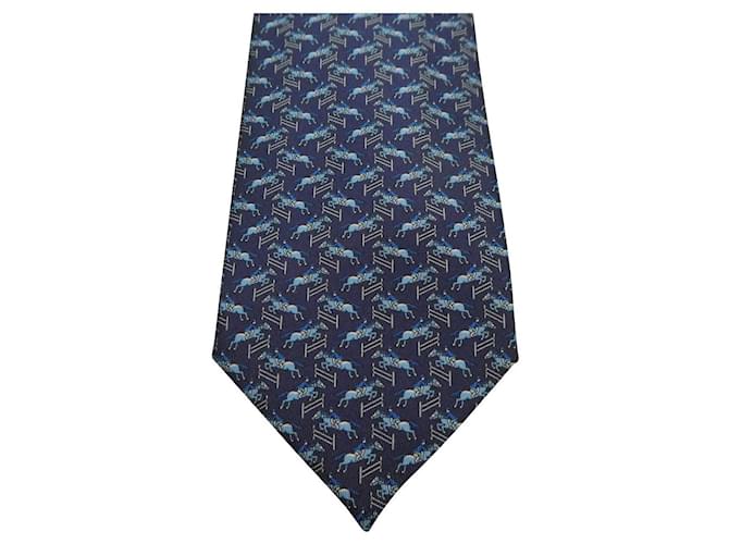 nueva corbata hermès 2021 Azul marino Seda  ref.420687