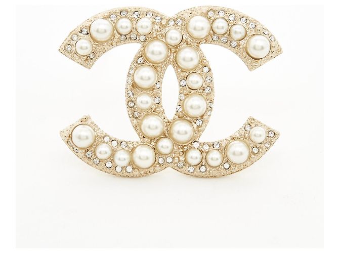 Chanel CC BROSCHE MIT DIAMANTEN UND PERLEN Golden