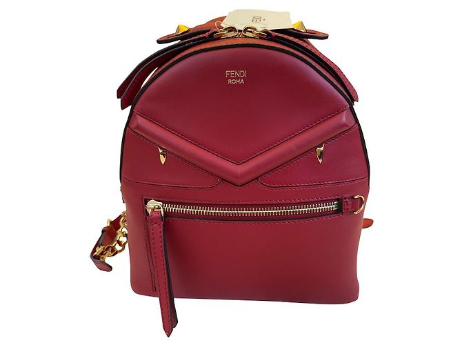Zucchino Fendi Leather Backpack Red Gold Hardware