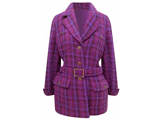 Chanel Chaqueta de tweed de Naomi Campbell extremadamente rara Púrpura  ref.420719