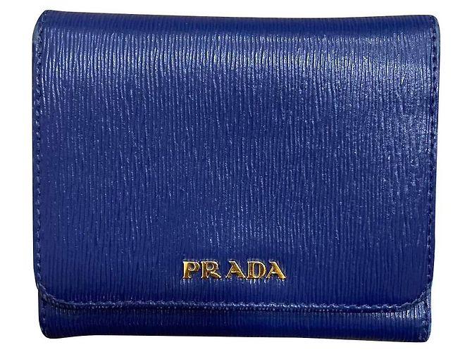 Prada Peada Saffiano leather wallet blue