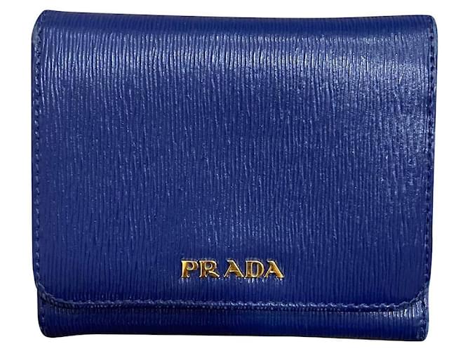 Prada Wallets Blue Leather  ref.420720