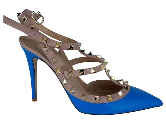 Valentino Garavani Rockstud Heels in Blue Leather  ref.420766