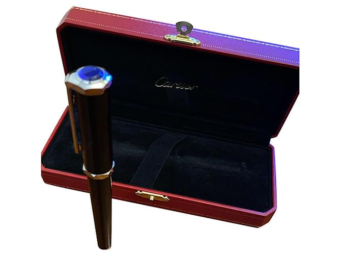 Cartier Santos Dumont Roller Pen Preto  ref.420808