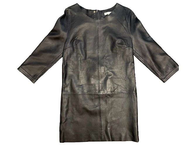 Vestido de piel Sandro negro