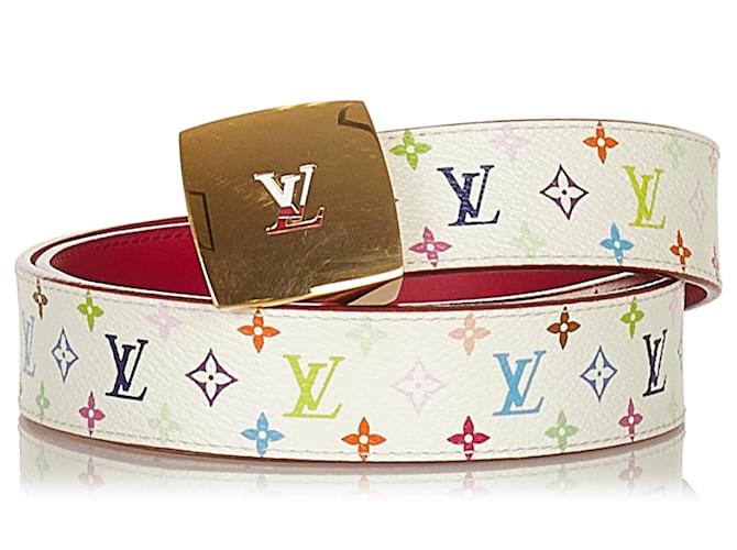 Louis Vuitton White Monogram Multicolore LV Cut Reversible Belt Multiple  colors Cloth Metal ref.420953 - Joli Closet