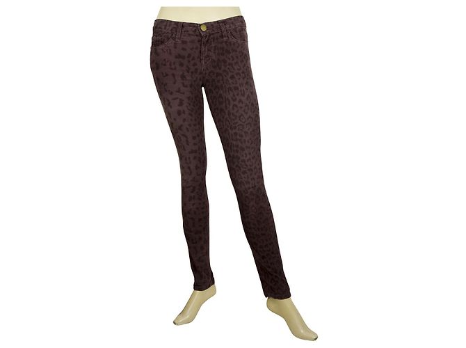 Current Elliott Aktuelle Elliott Purple Leopard Animal Print Baby Cord Cordhose Hose 24 Dunkelviolett