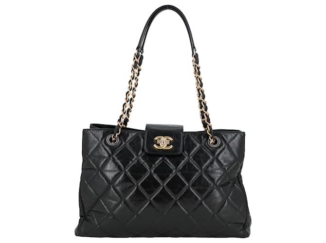 Chanel Matelassé Black Leather  ref.421169