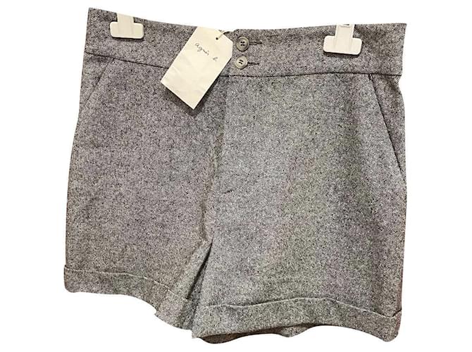 Agnès b. Shorts Grey Silk Polyester Wool Elastane Polyamide Acrylic  ref.421404