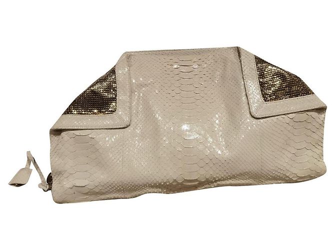 Salvatore Ferragamo Python Handbag Eggshell