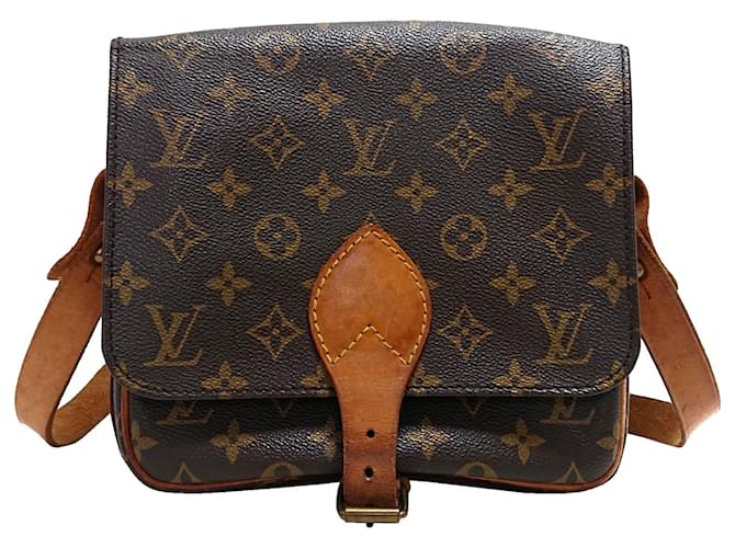 Monogram Canvas Leather Cartouchiere MM Crossbody Bag (Authentic