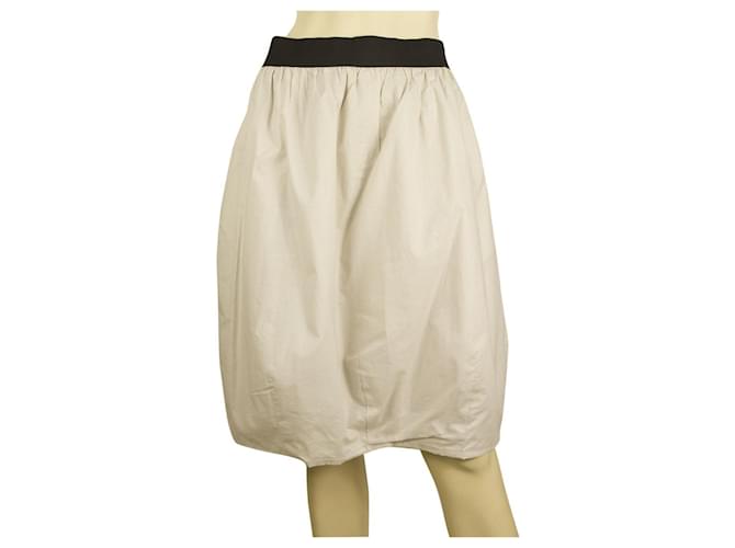 Falda de verano hasta la rodilla de algodón beige con dobladillo burbuja Marni w. Tamaño de borde negro 40  ref.421678