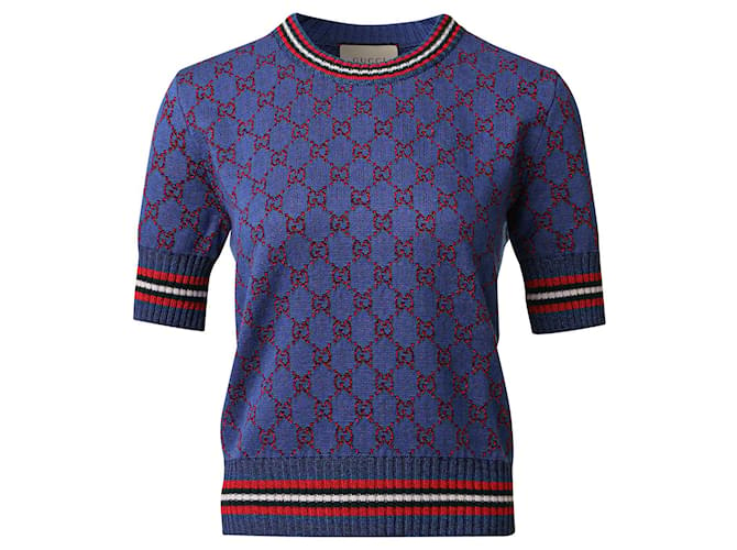 Gucci crew neck sweater Blue Cashmere Wool  ref.421827