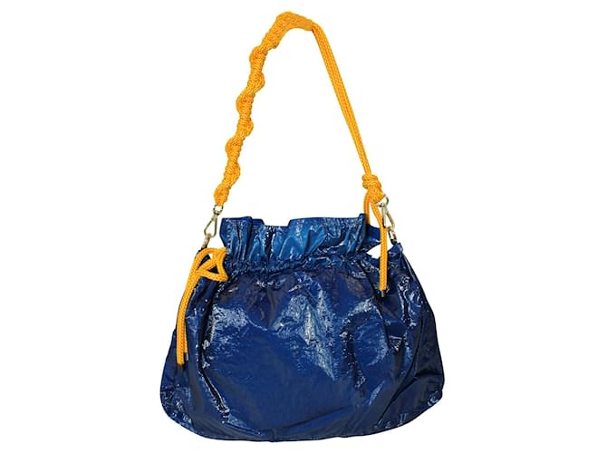 Dries Van Noten Blaue Plastikhandtasche mit Kordelriemen Kunststoff Polyurethan  ref.421853