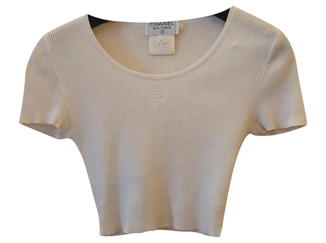 Chanel Crop top White Cotton ref.421995 - Joli Closet